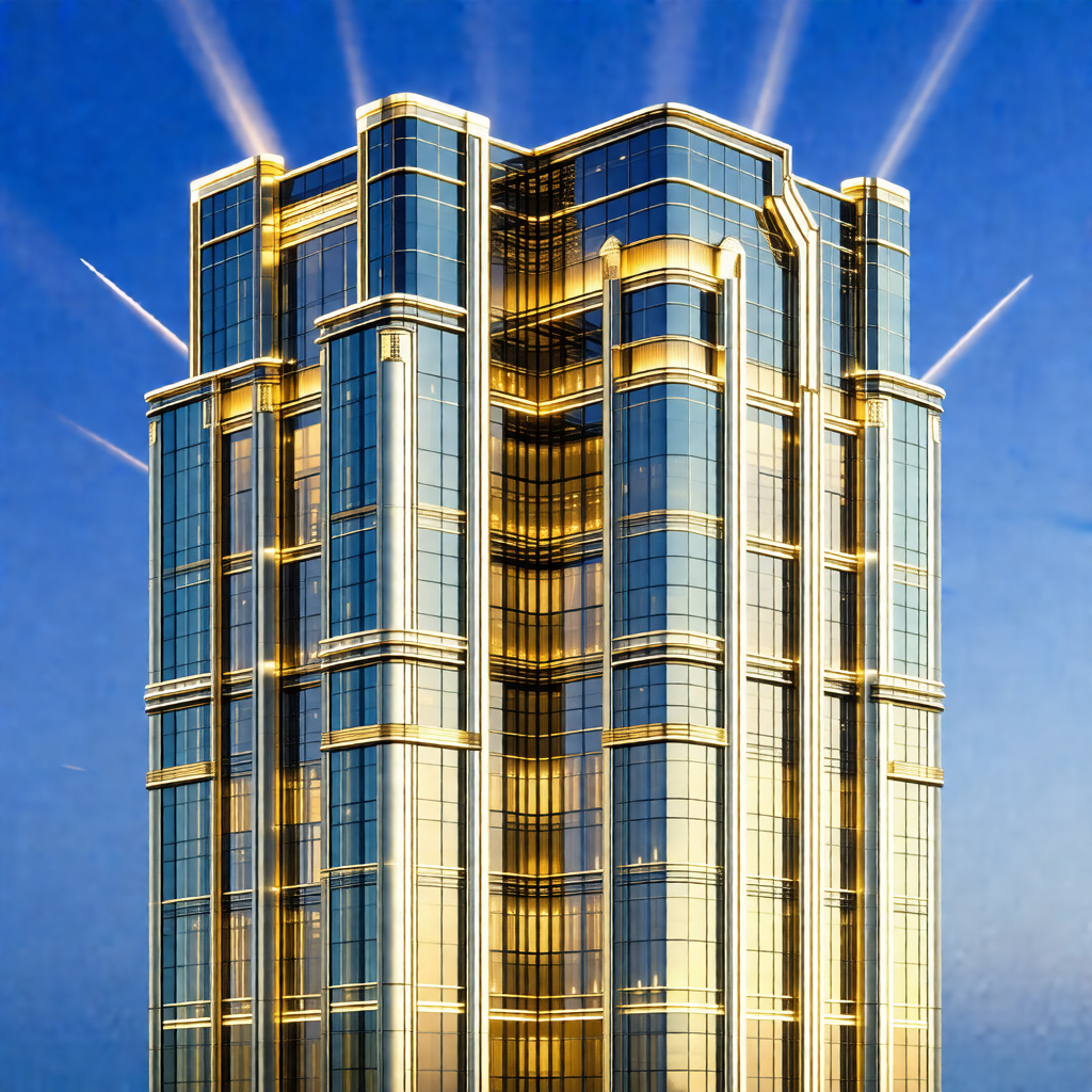 Tall, shiny building with many windows