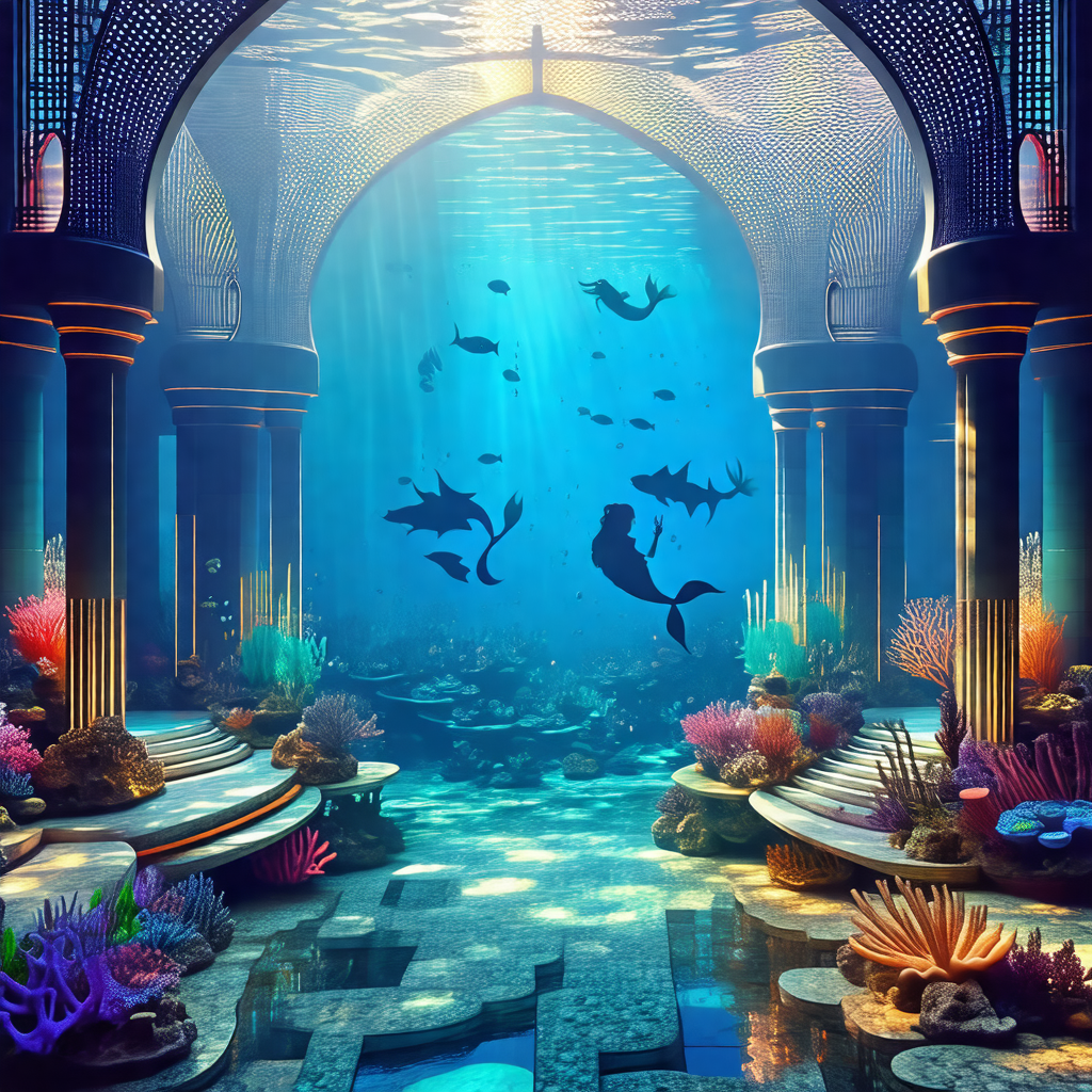 Beautiful underwater scene with a variety of sea creatures