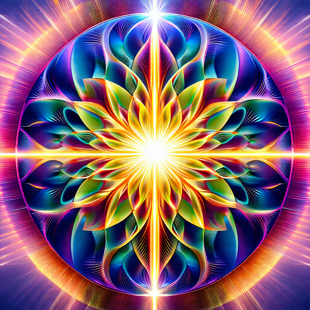 Vibrant and colorful flower-like pattern, which appears t...