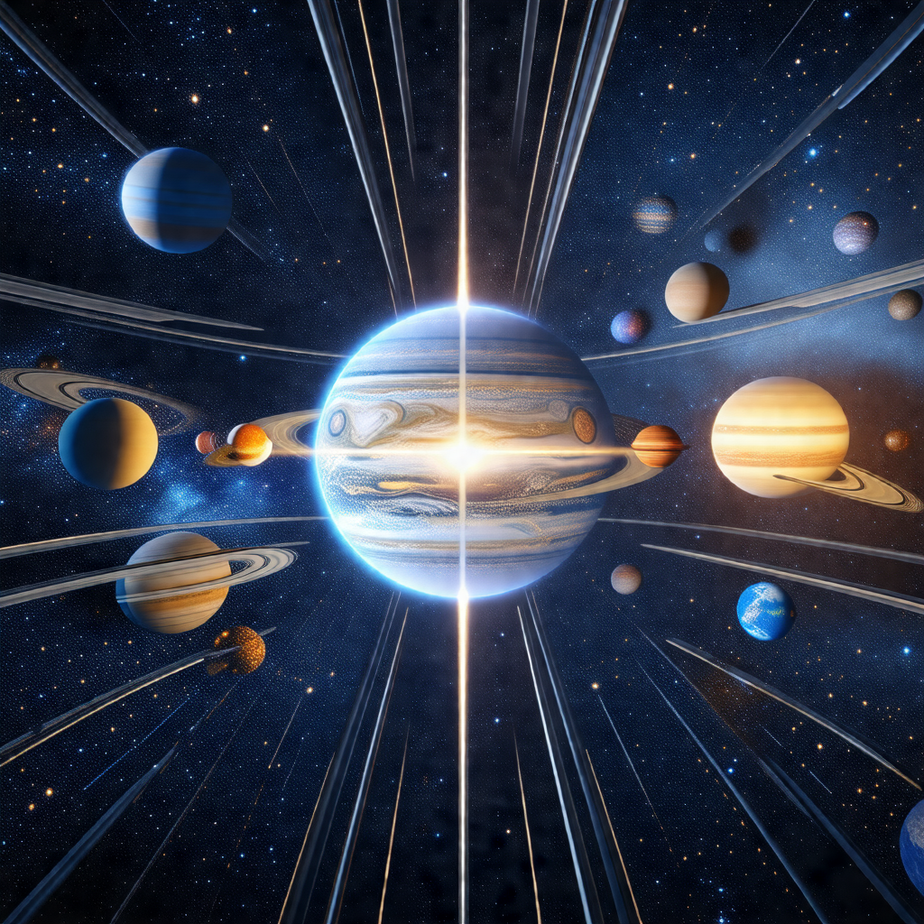 Beautifully detailed illustration of the solar system, sh...