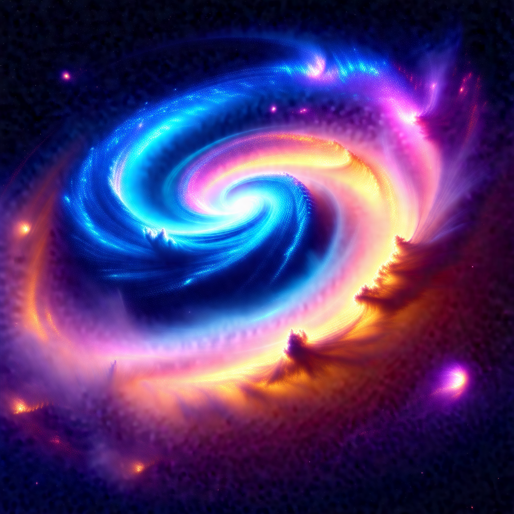 Vibrant and colorful spiral galaxy, with a blue and yello...