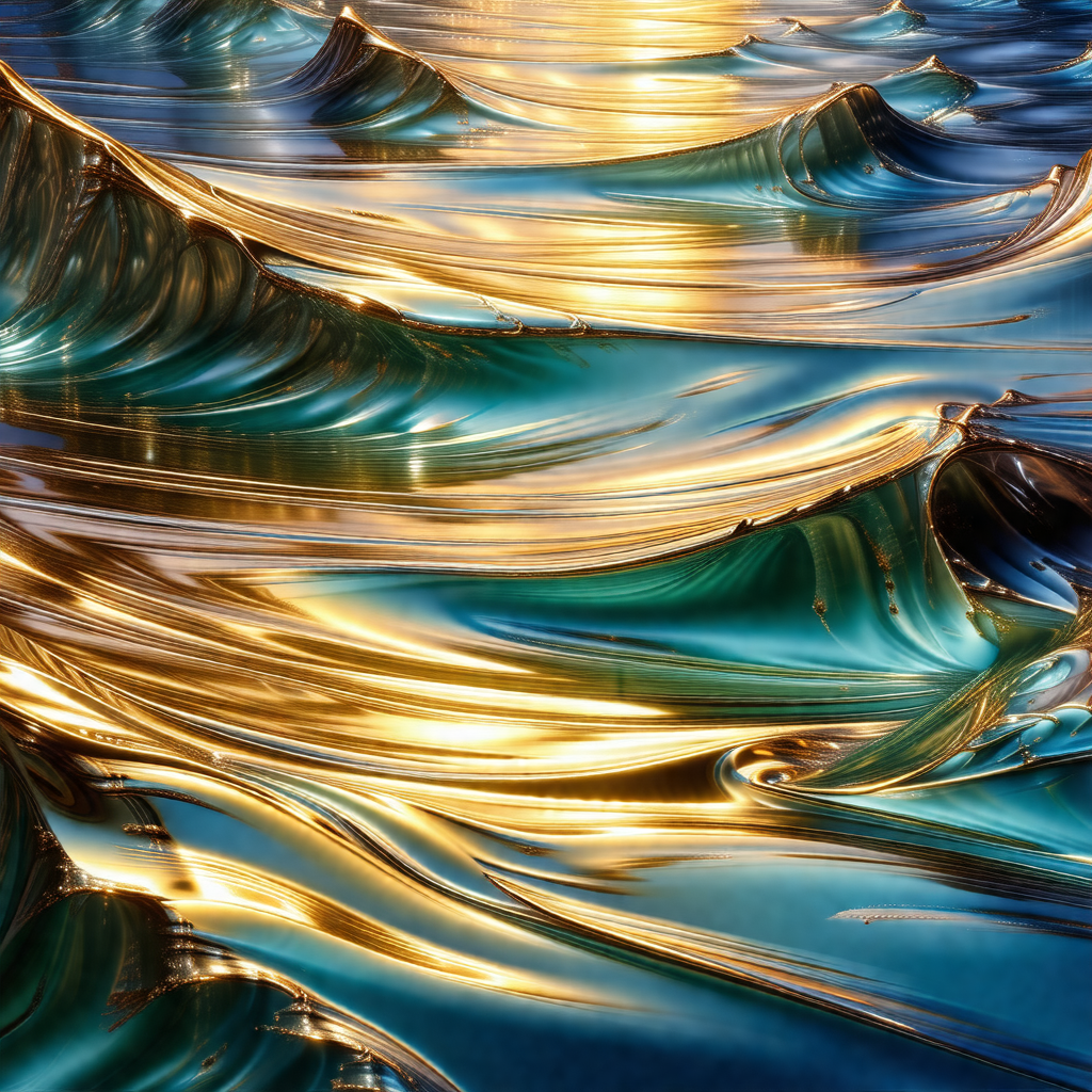 Beautiful blue ocean with a golden sunset in the background