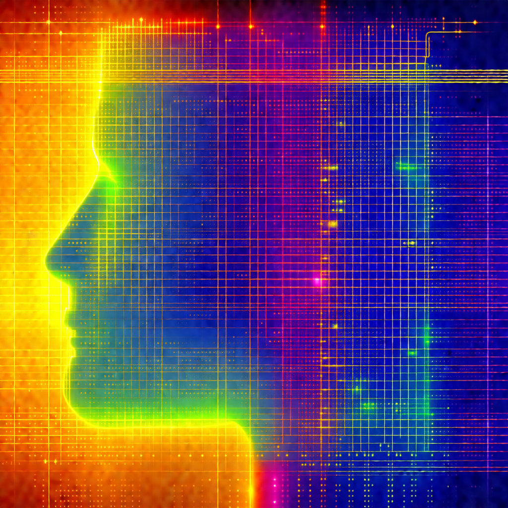 Close-up of a person's head, with a green and yellow back...