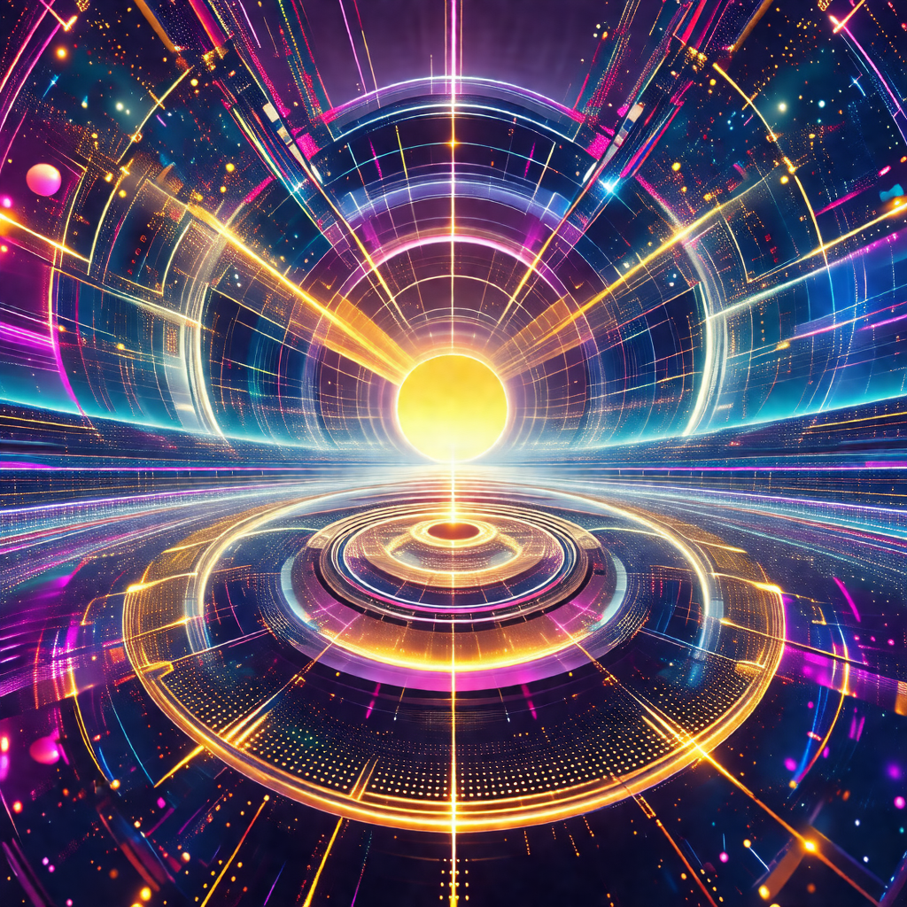 Colorful and vibrant representation of a sun, with its ra...