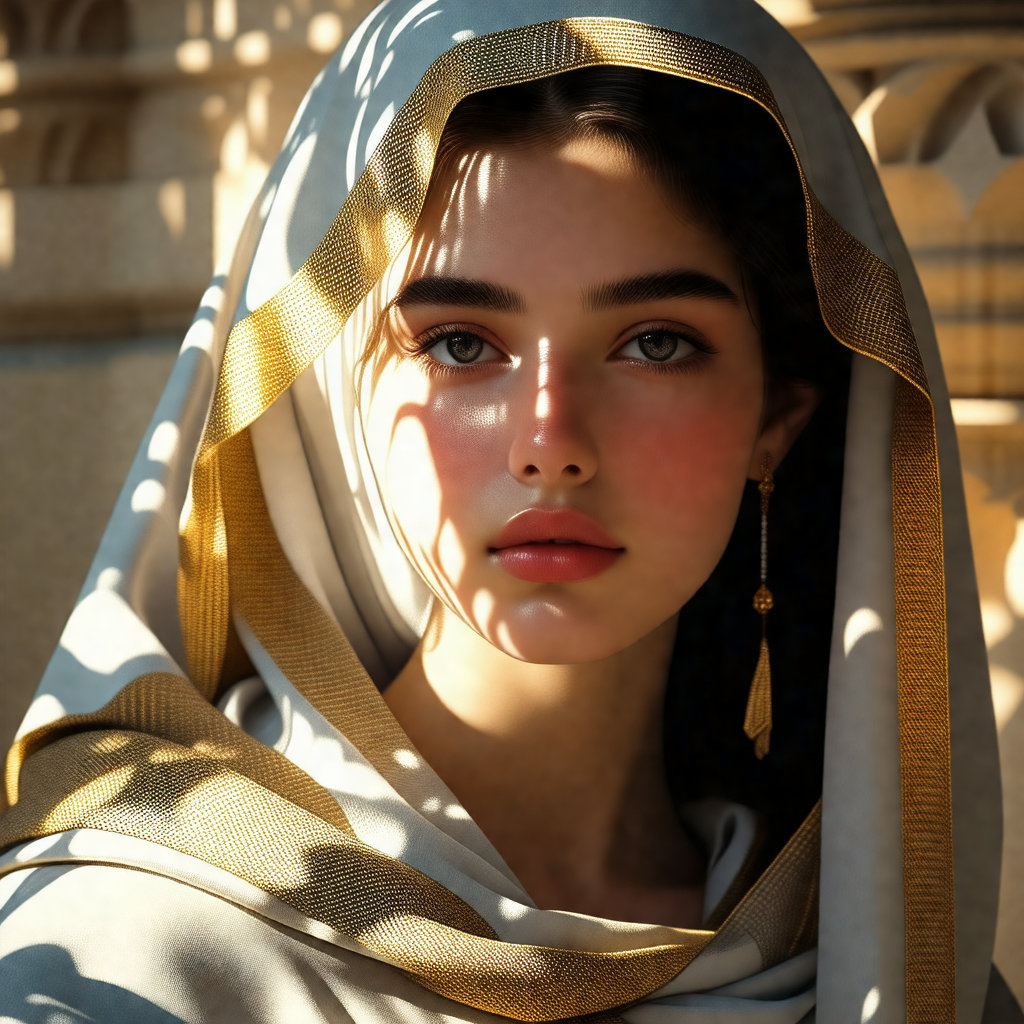 Woman wearing a white veil, which is covering her face