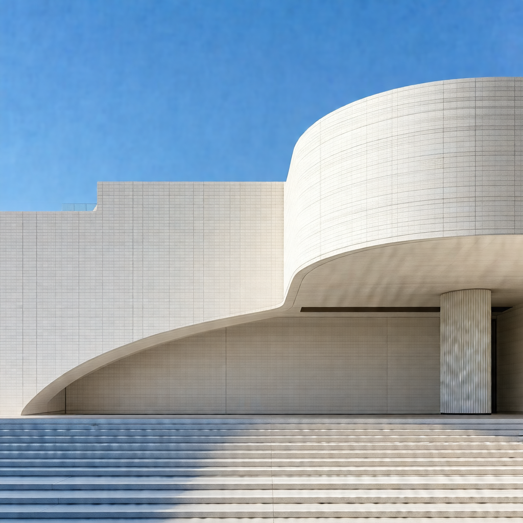 Large, modern building with a curved roof