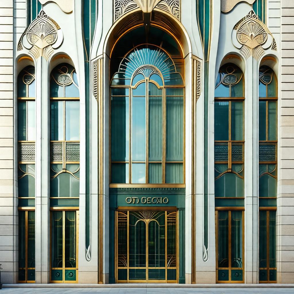 Large, ornate building with a gold and white facade