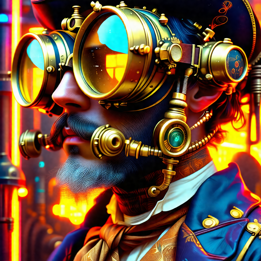 Man wearing a top hat and goggles, giving him a futuristi...