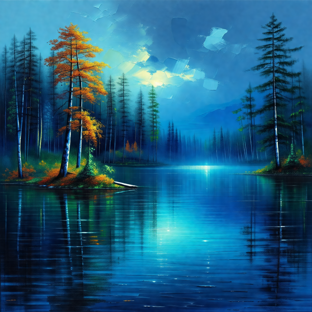 Serene scene of a lake surrounded by trees