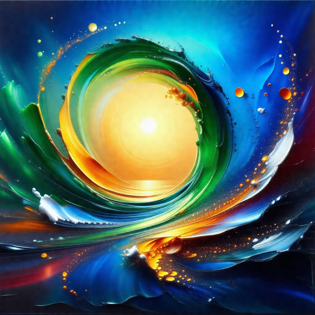 Vibrant and colorful painting of a sunset