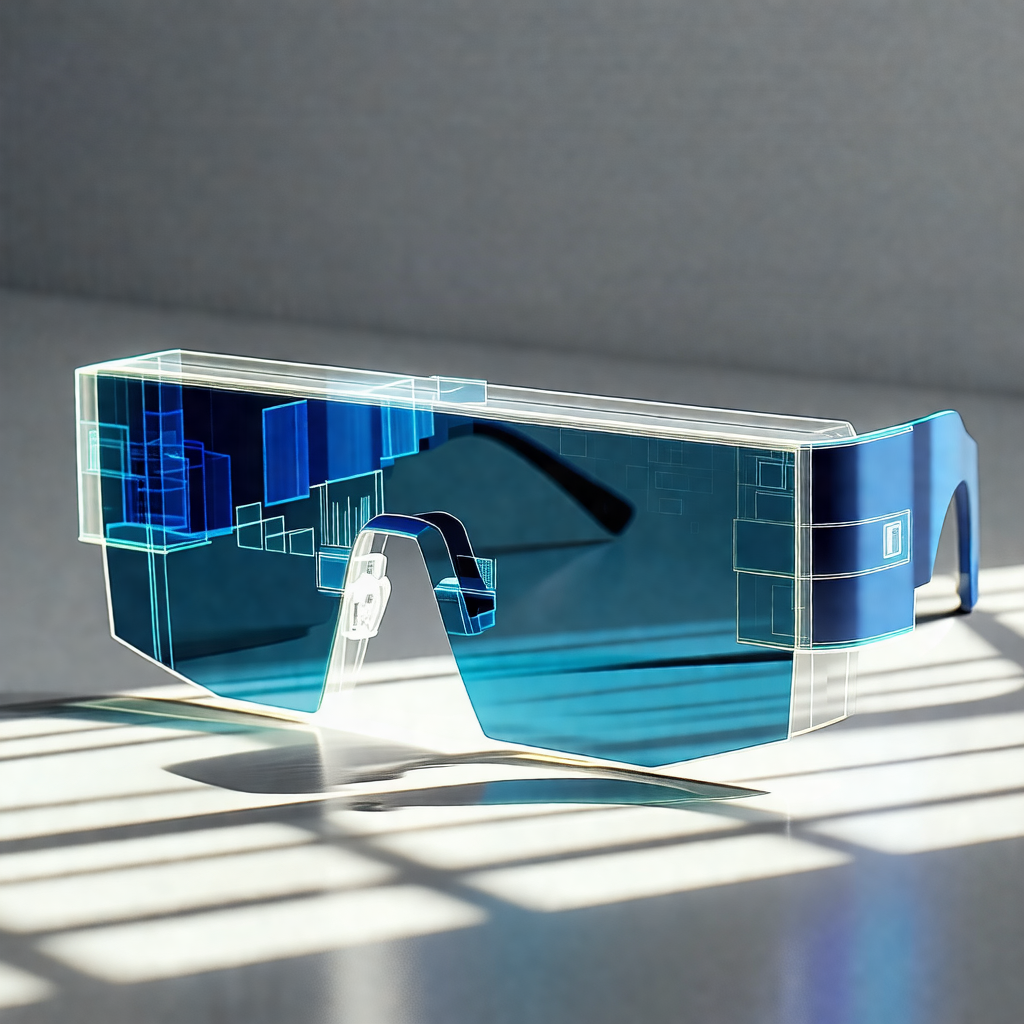 Pair of blue glasses with a clear plastic frame