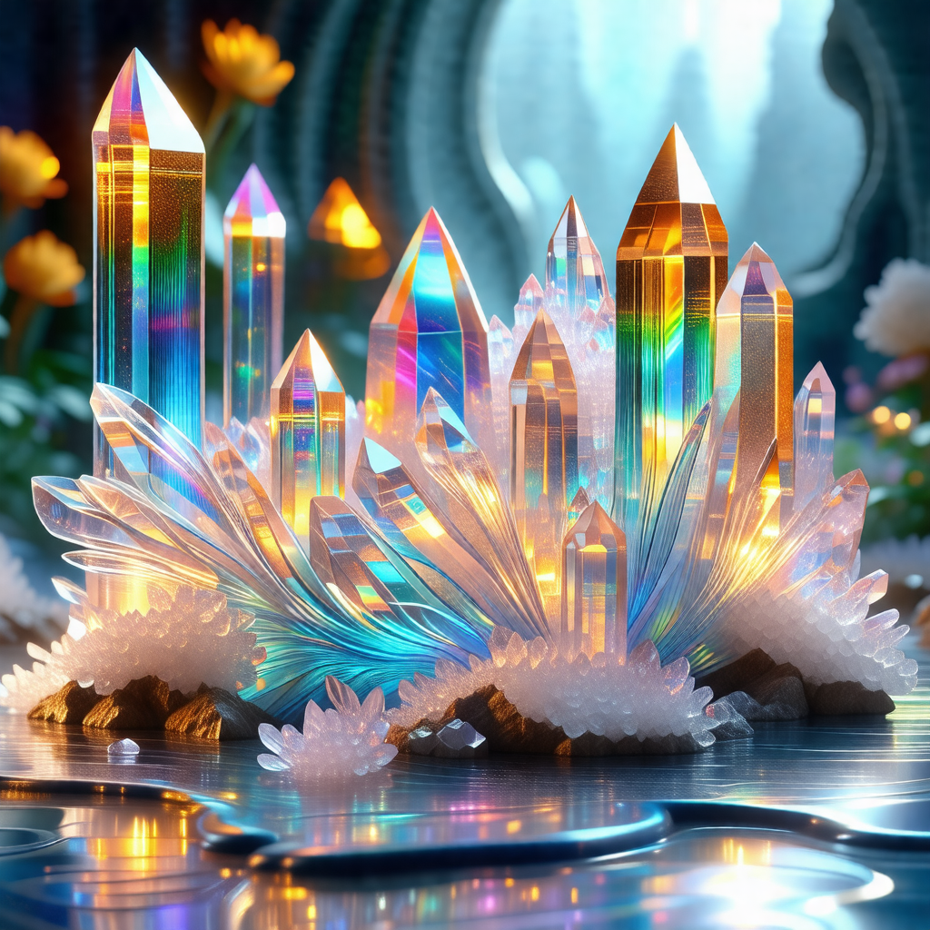 Beautifully crafted crystal palace with a large, colorful...