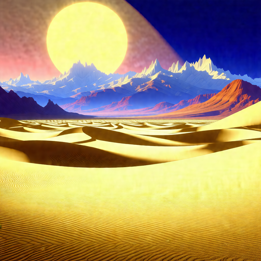 Beautiful desert landscape with a sunset in the background