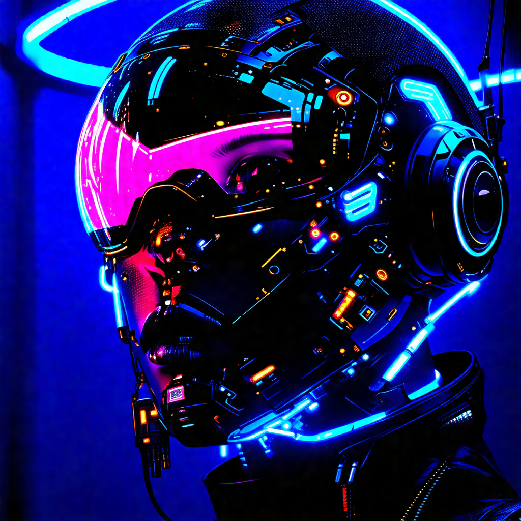 Futuristic robot with a glowing head, possibly a cyborg o...