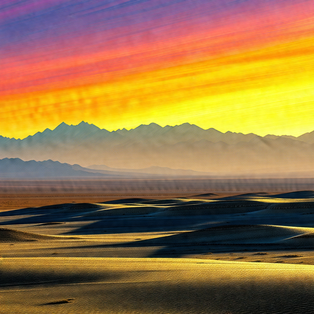 Beautiful desert landscape with a mountain range in the b...