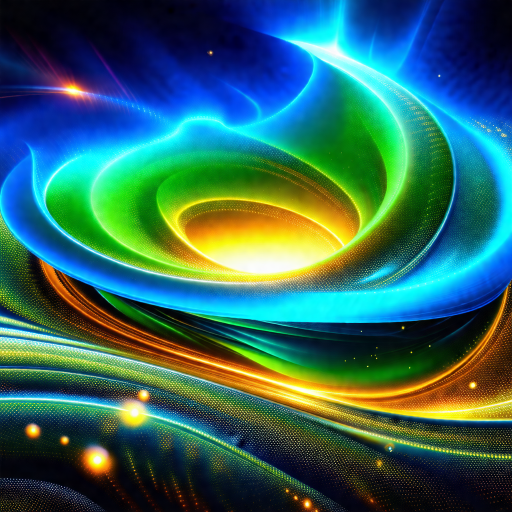 Vibrant and colorful abstract artwork featuring a swirlin...