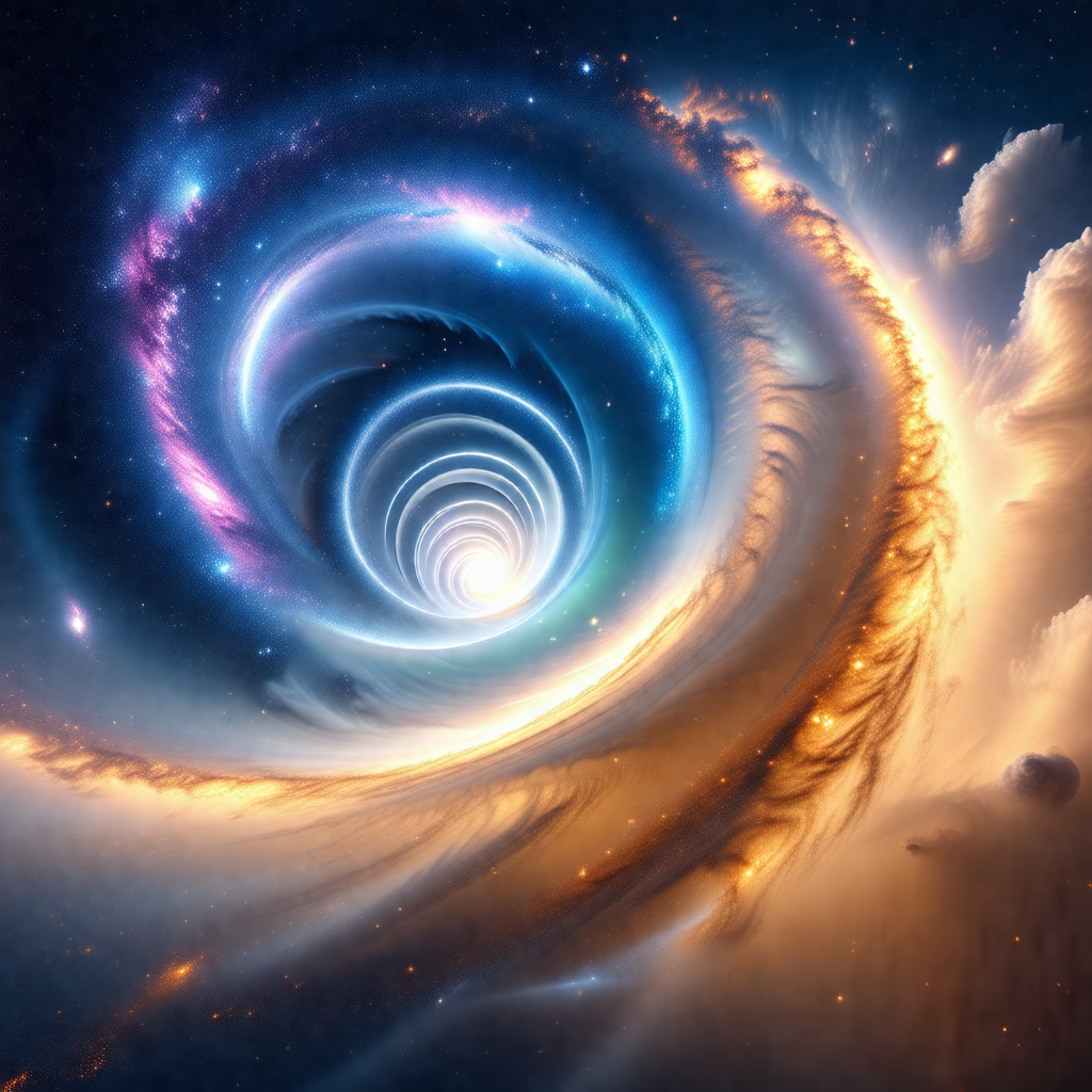 Vibrant and colorful representation of a spiral galaxy