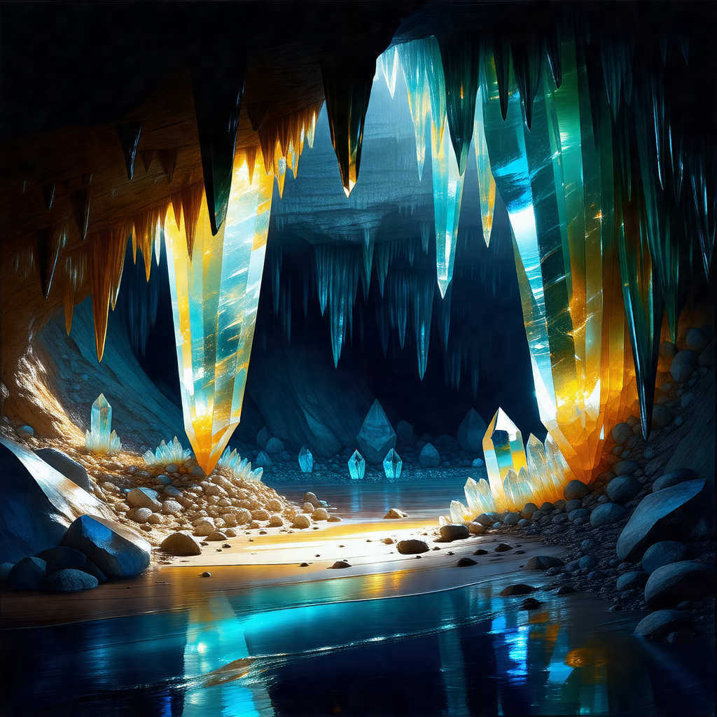 Cave with a river flowing through it