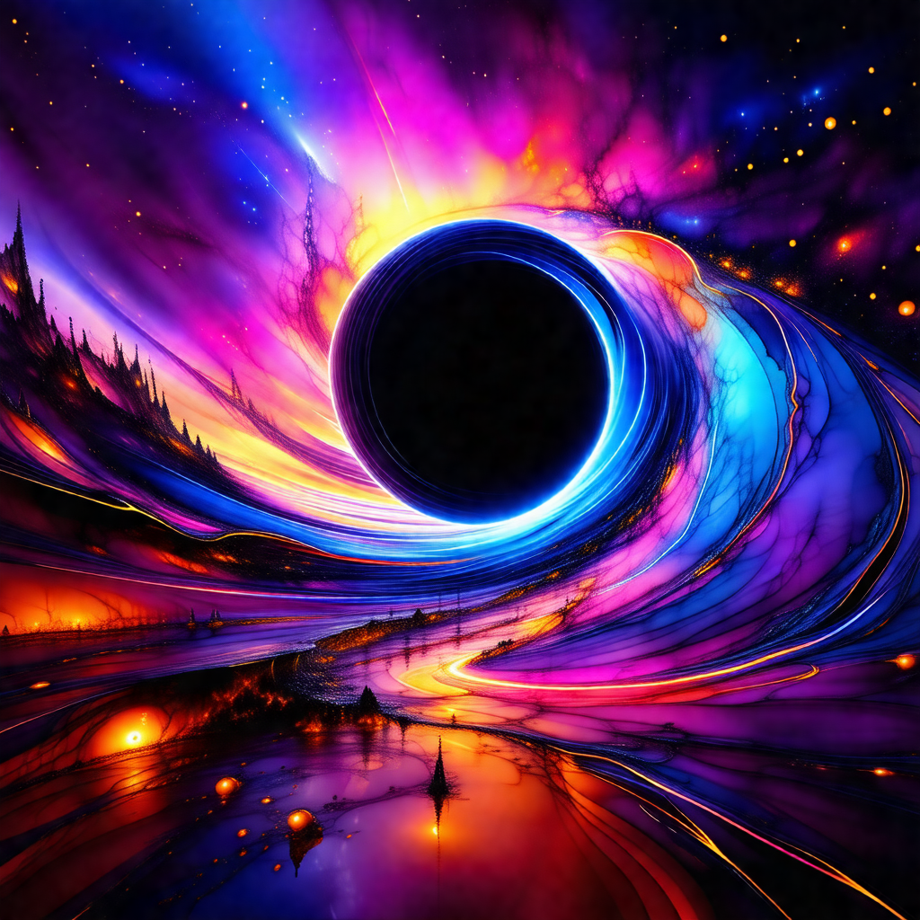 Colorful and vibrant painting of a black hole