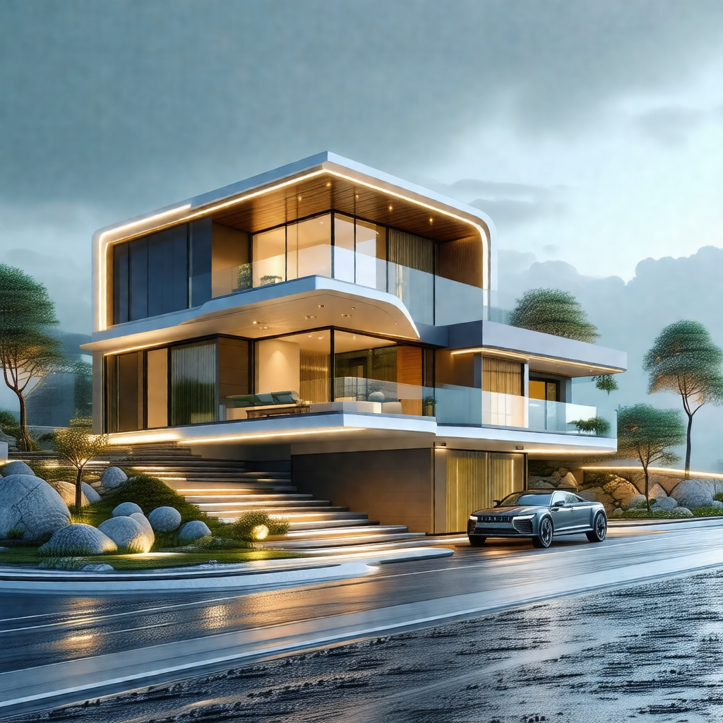 Large, modern house with a sleek design