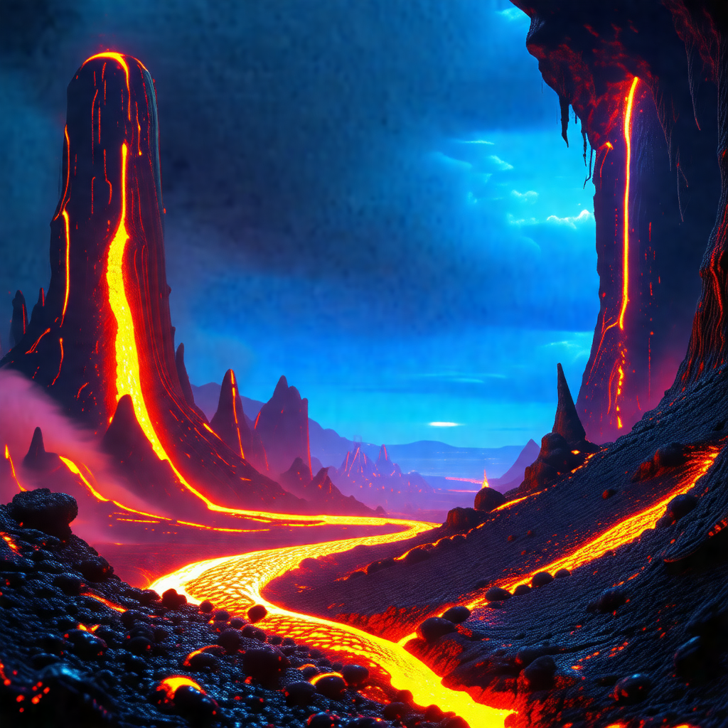 Beautiful landscape with a red pathway leading through a ...