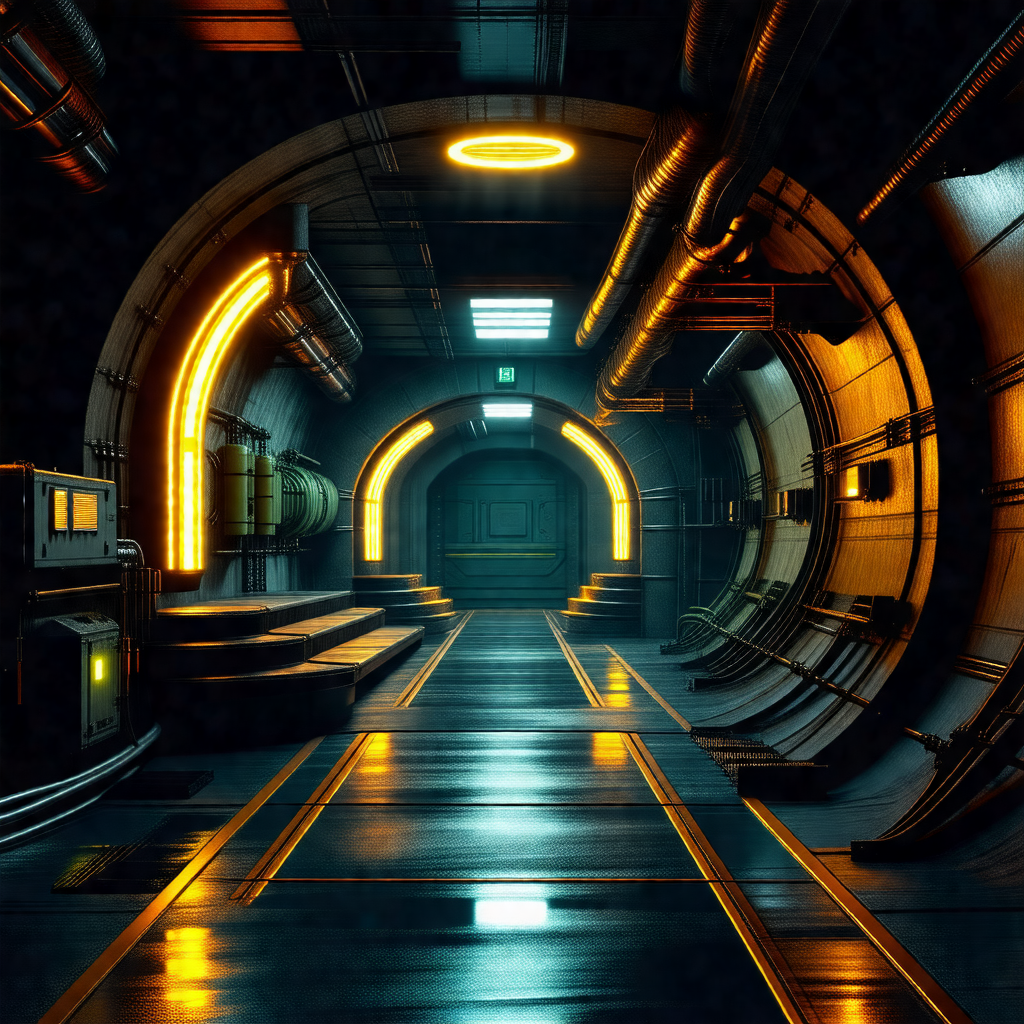 Computer-generated (cgi) depiction of a futuristic tunnel