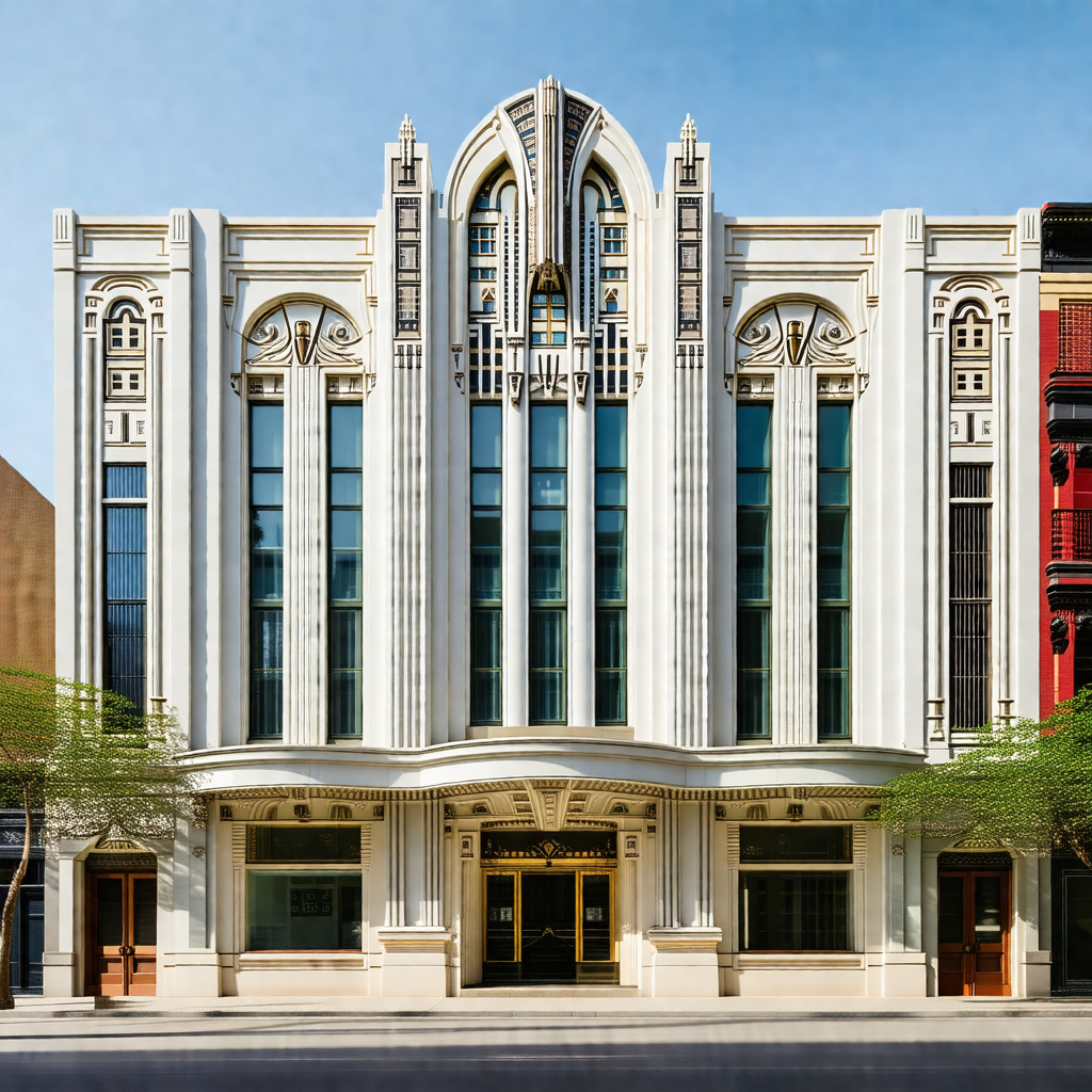 Large, white, and ornate building with a prominent clock ...