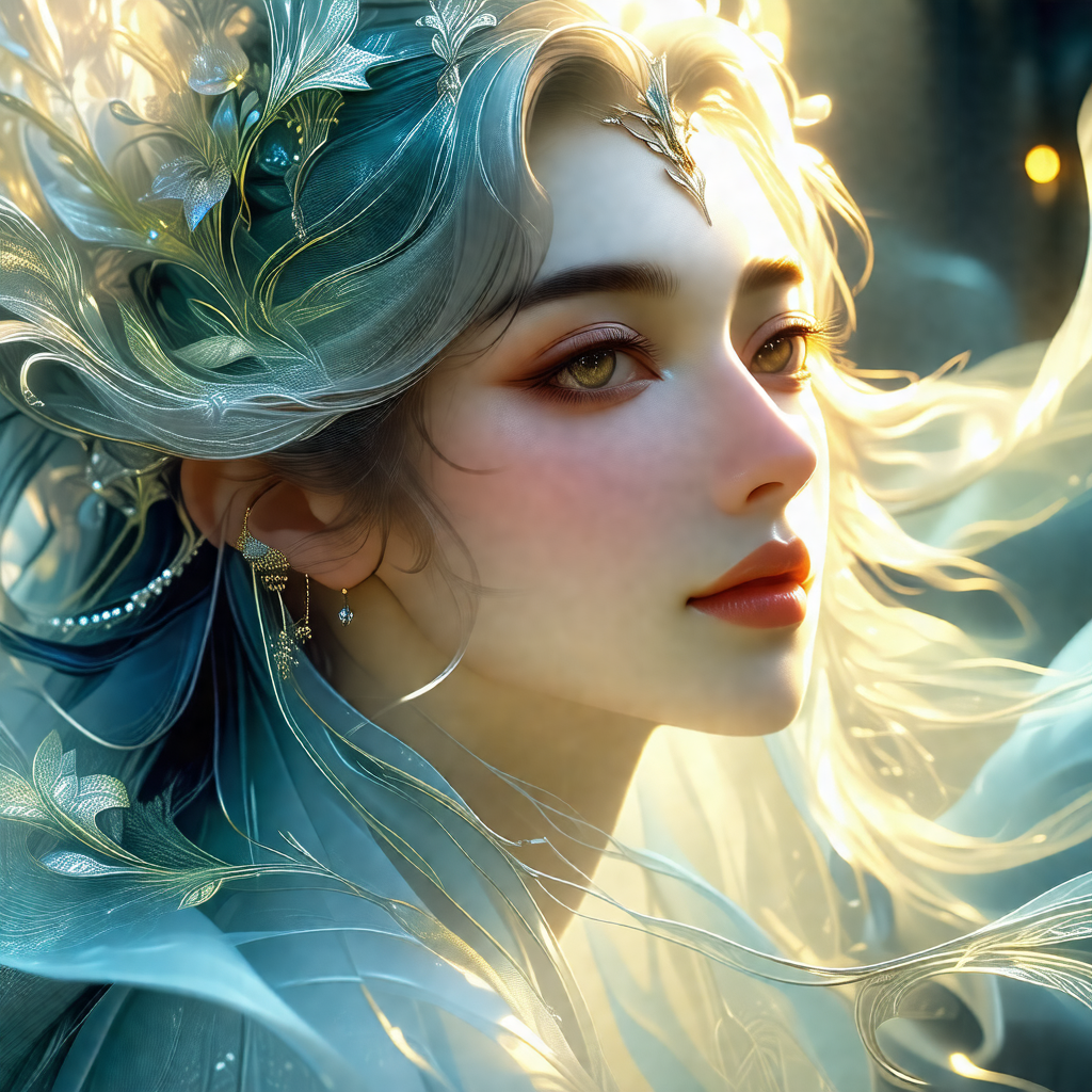 Woman with long, flowing hair and a beautiful, white dress