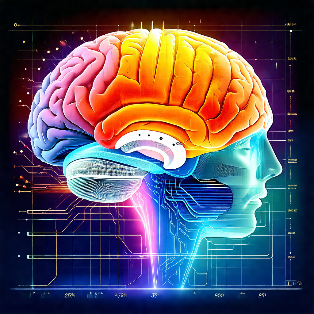 3d illustration of a human head, focusing on the brain an...