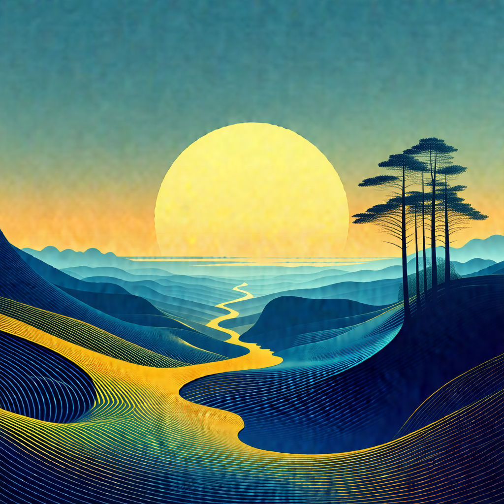 Beautiful painting of a sunset over a body of water