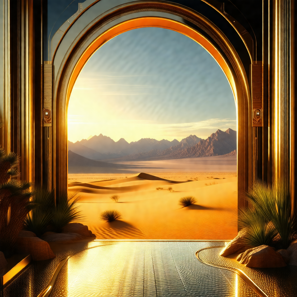 Beautiful desert landscape with a majestic mountain range...