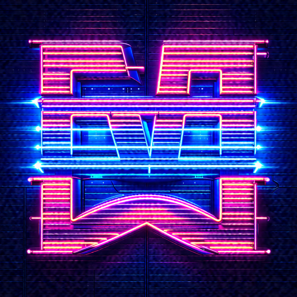 Brightly lit neon sign with the word "cov" written in pin...