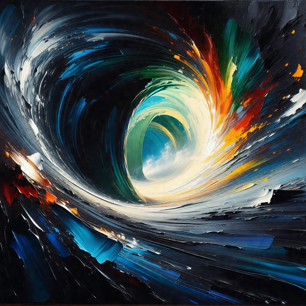 Painting of a spiral, which appears to be a vortex