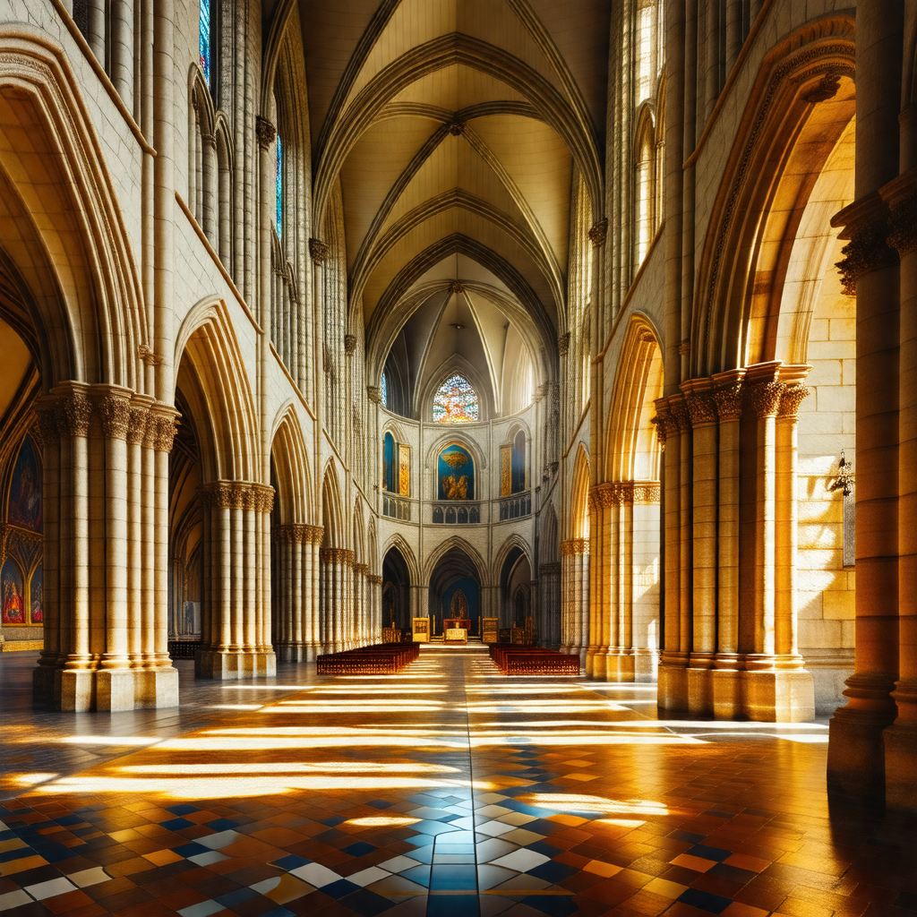 Large, ornate cathedral with a high vaulted ceiling