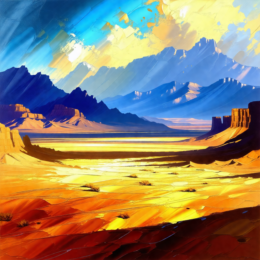 Beautiful desert landscape with a mountain range in the b...
