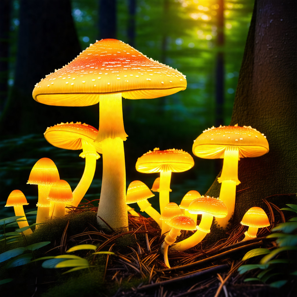 Group of mushrooms growing in a forest
