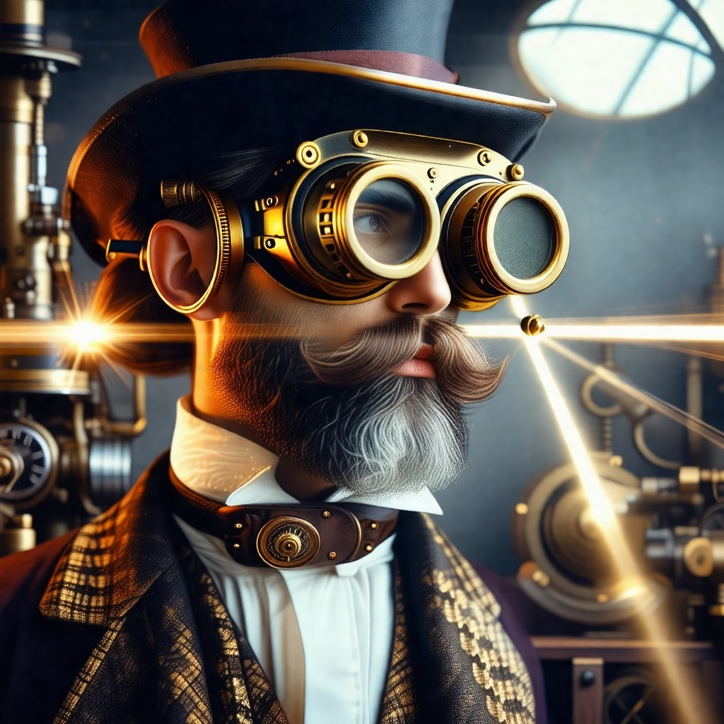 Man wearing a top hat and glasses, standing in front of a...