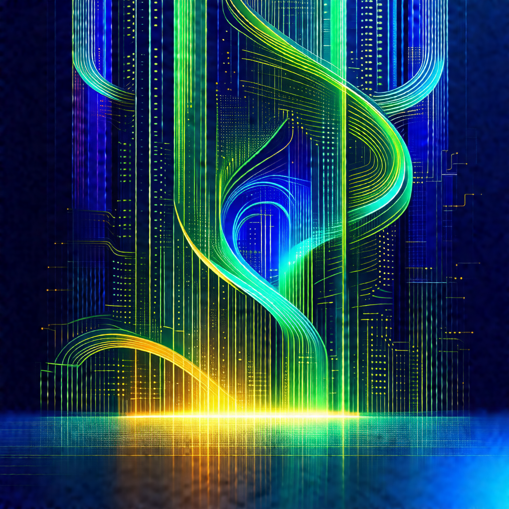 Brightly colored, swirling, and spiraling pattern of ligh...