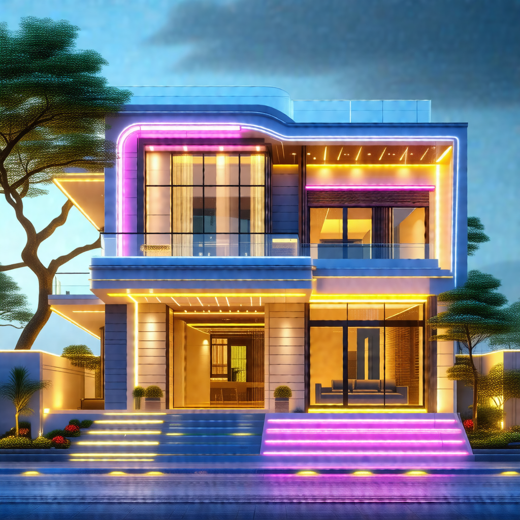 Large, modern-looking house with a unique design