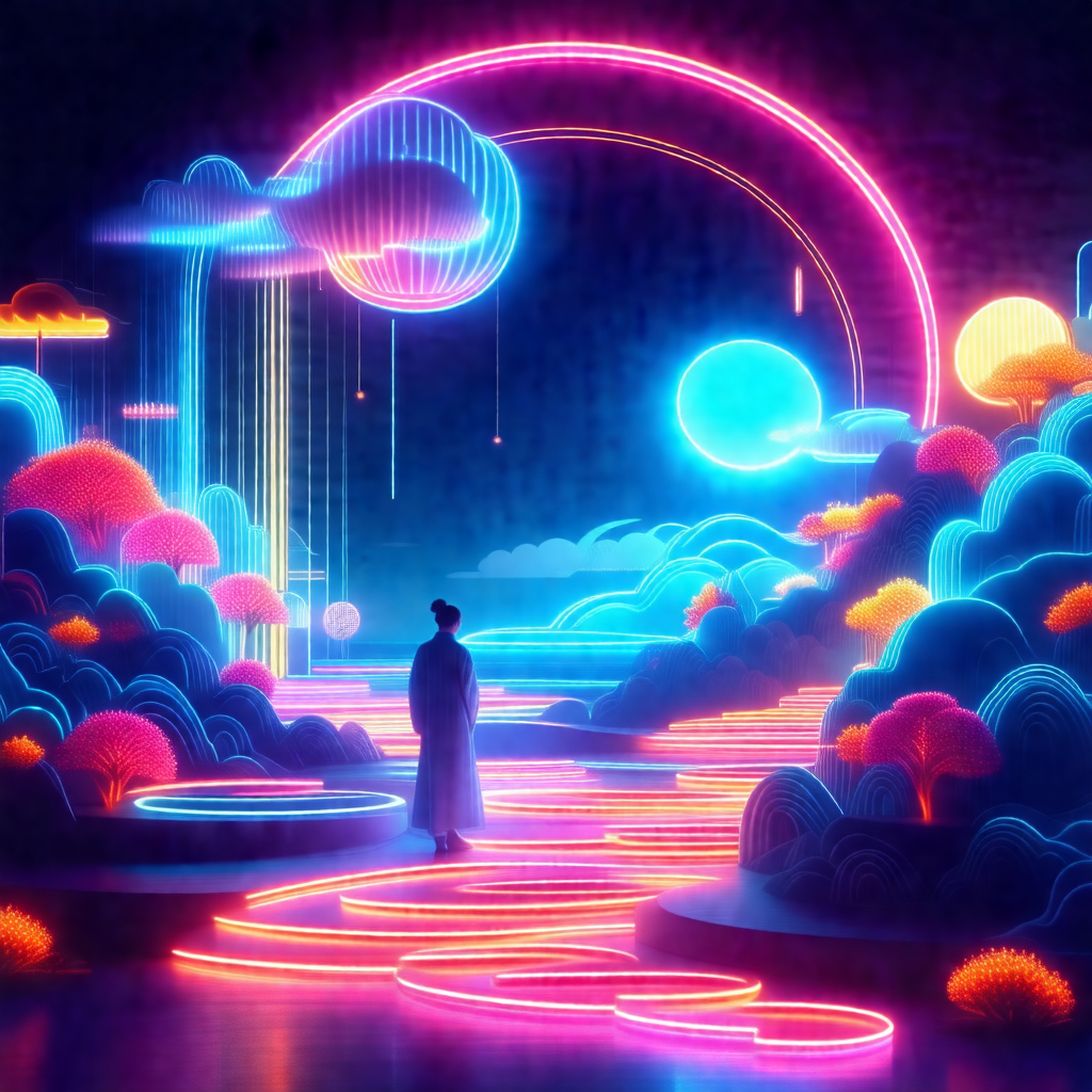 Colorful and vibrant digital artwork featuring a person w...
