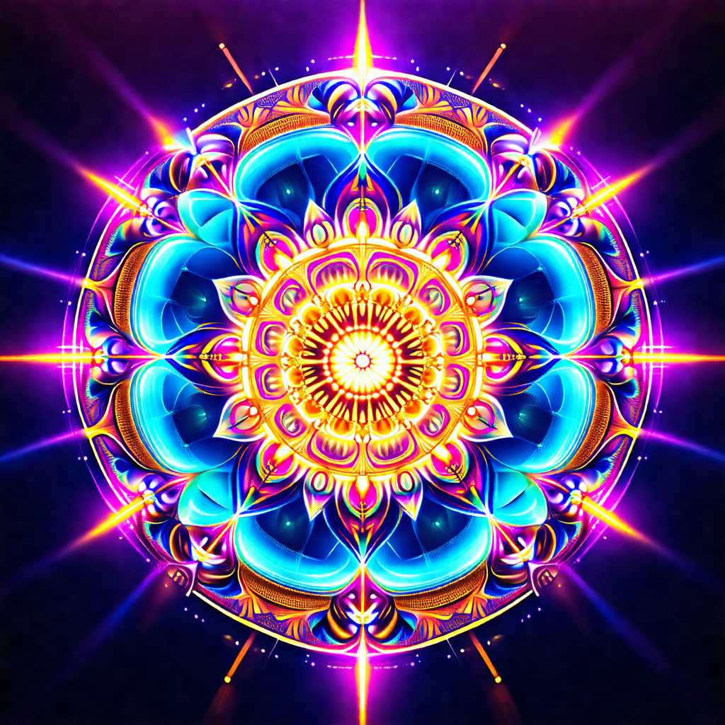 Vibrant and colorful mandala, which is a geometric patter...
