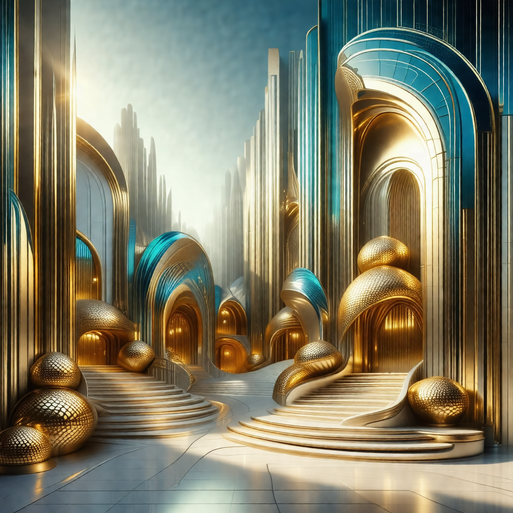 Digital painting of a futuristic city with a large, ornat...