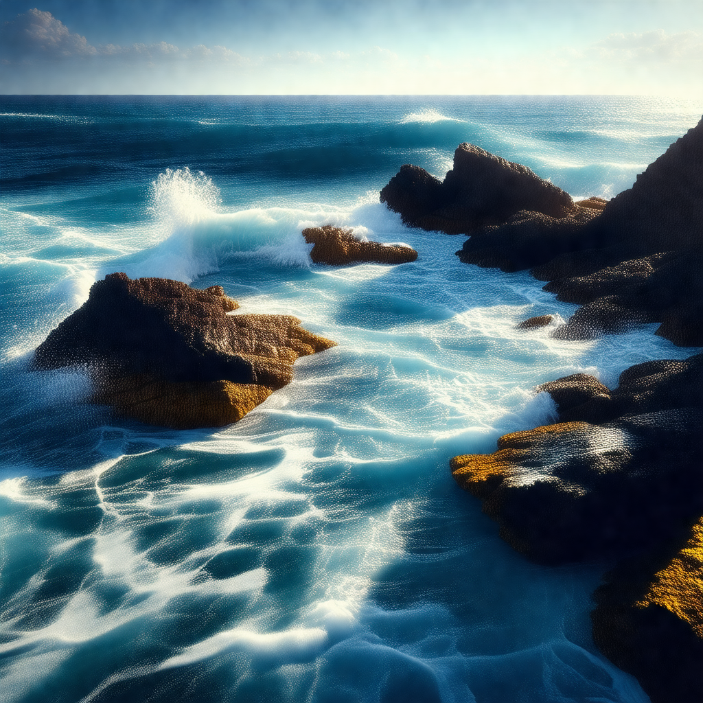 Beautiful ocean scene with a rocky coastline