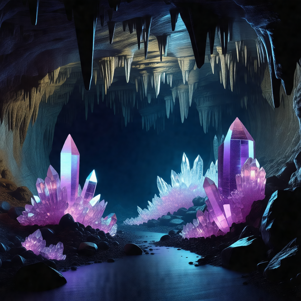 Cave with a river flowing through it