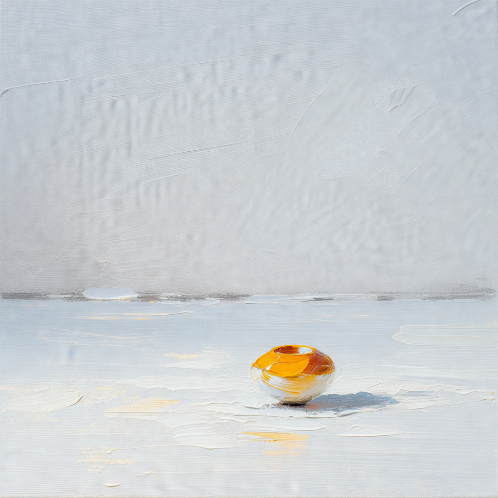 Small, round, yellow object sitting on a white surface, p...