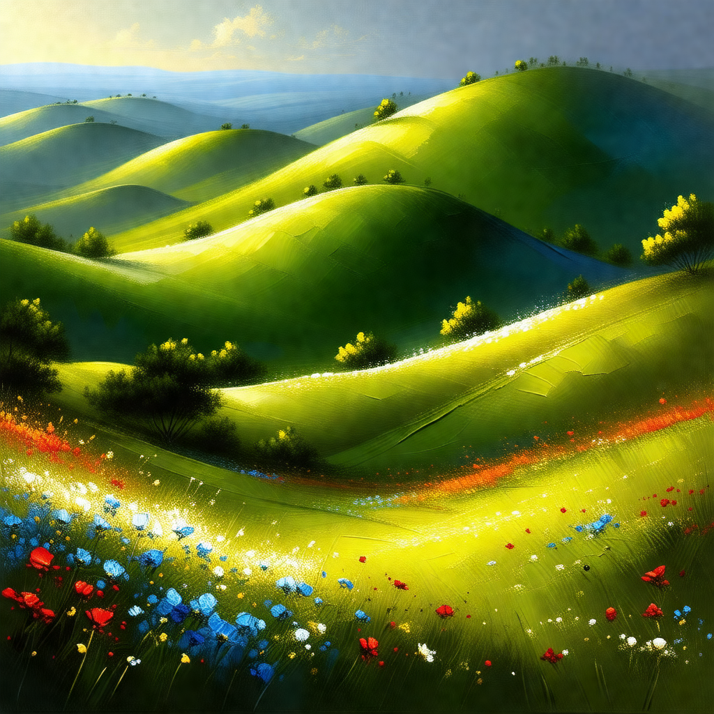 Lush green hillside with a beautiful view of the valley b...