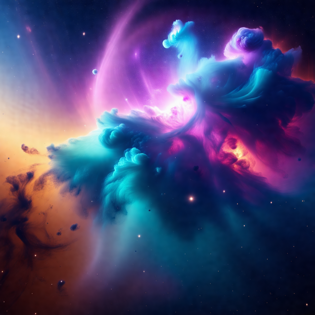 Vibrant and colorful space scene with a purple and blue n...