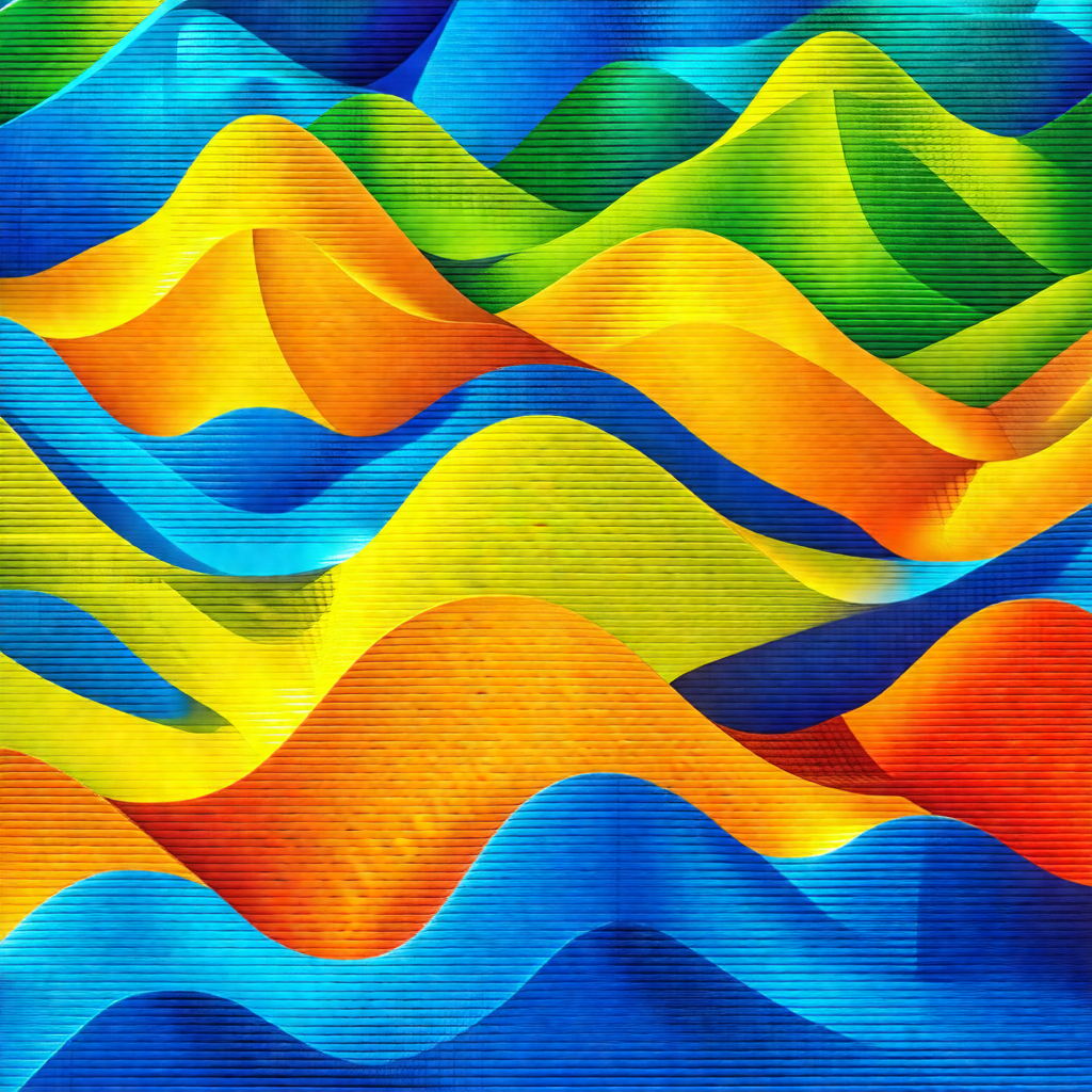Vibrant and colorful painting of a mountainous landscape