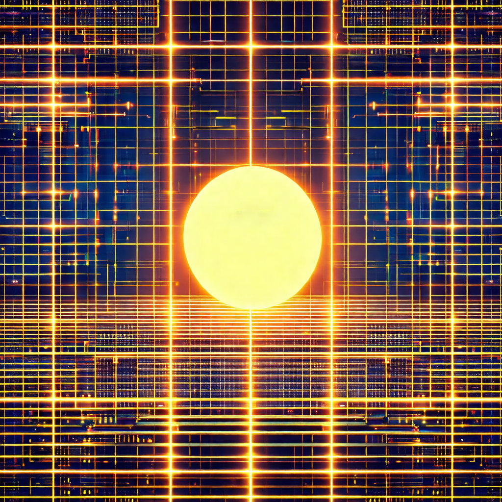 Bright yellow sun in the center of the frame, surrounded ...
