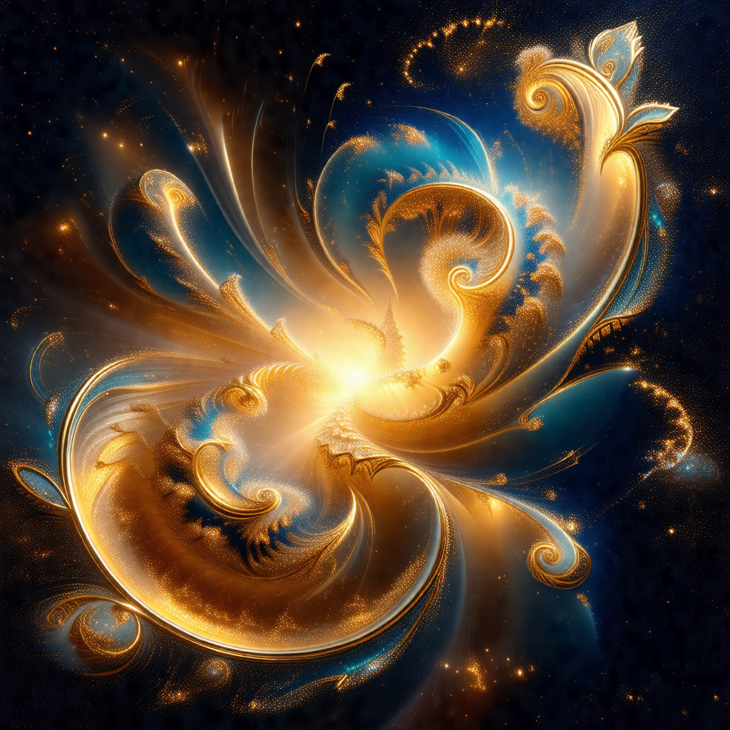 Beautifully crafted artwork of a flower, with a golden an...